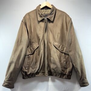 Collezione Leather Jacket Mens L Brown Classic Pockets Business Casual